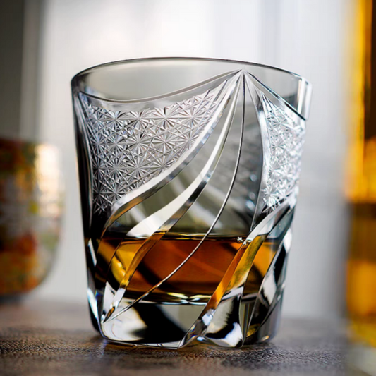 9oz Hand Cut to Clear Grey Crystal Glass