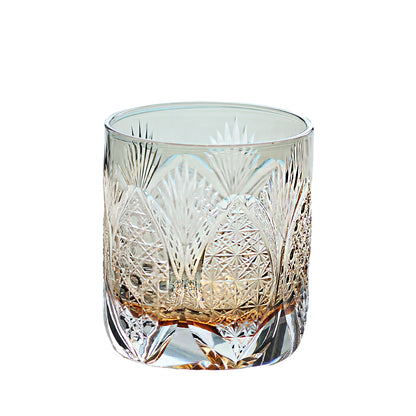 JP-066-2   New 300ml Japanese Style Ice Trees Whiskey Glasses Grey Edo Kiriko's Bamboo Leaves Chrysanthemum Mesh and Octagonal Basket Weave
