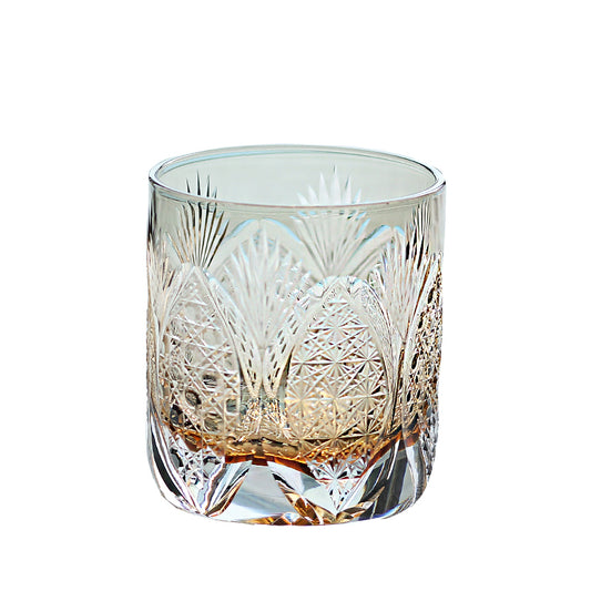 JP-066-2   New 300ml Japanese Style Ice Trees Whiskey Glasses Grey Edo Kiriko's Bamboo Leaves Chrysanthemum Mesh and Octagonal Basket Weave