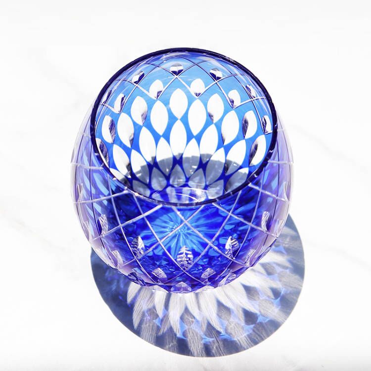 Hand-Cut Edo Kiriko Rounded Globe Whiskey Tumbler