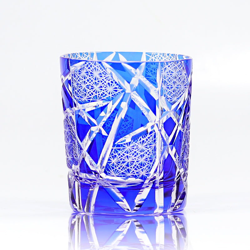 Hand Cut Lightning Whiskey Glass Tumbler 9oz