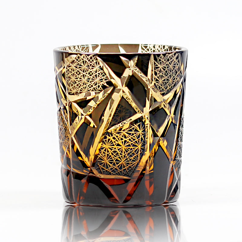 Hand Cut Lightning Whiskey Glass Tumbler 9oz