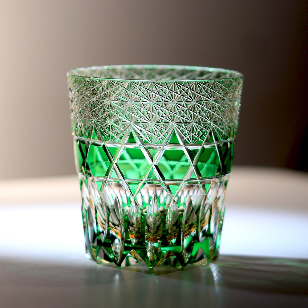 Fluorite 24% Lead/Pb Crystal Whiskey Glass 11.6oz Green