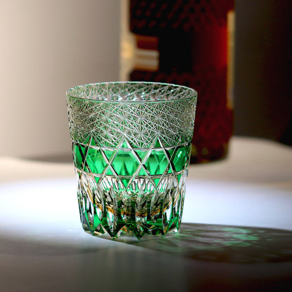 Fluorite 24% Lead/Pb Crystal Whiskey Glass 11.6oz Green