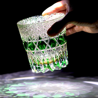 Fluorite 24% Lead/Pb Crystal Whiskey Glass 11.6oz Green