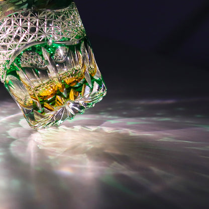 24% Lead Crystal Glass Dawn Whiskey Tumbler Green