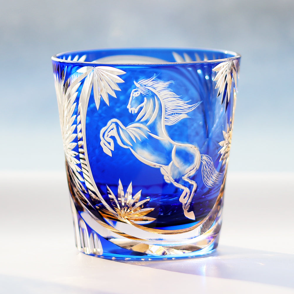 Bottom view of Galloping Horse Whiskey Glass - JINZHI GLASS crystal glassware