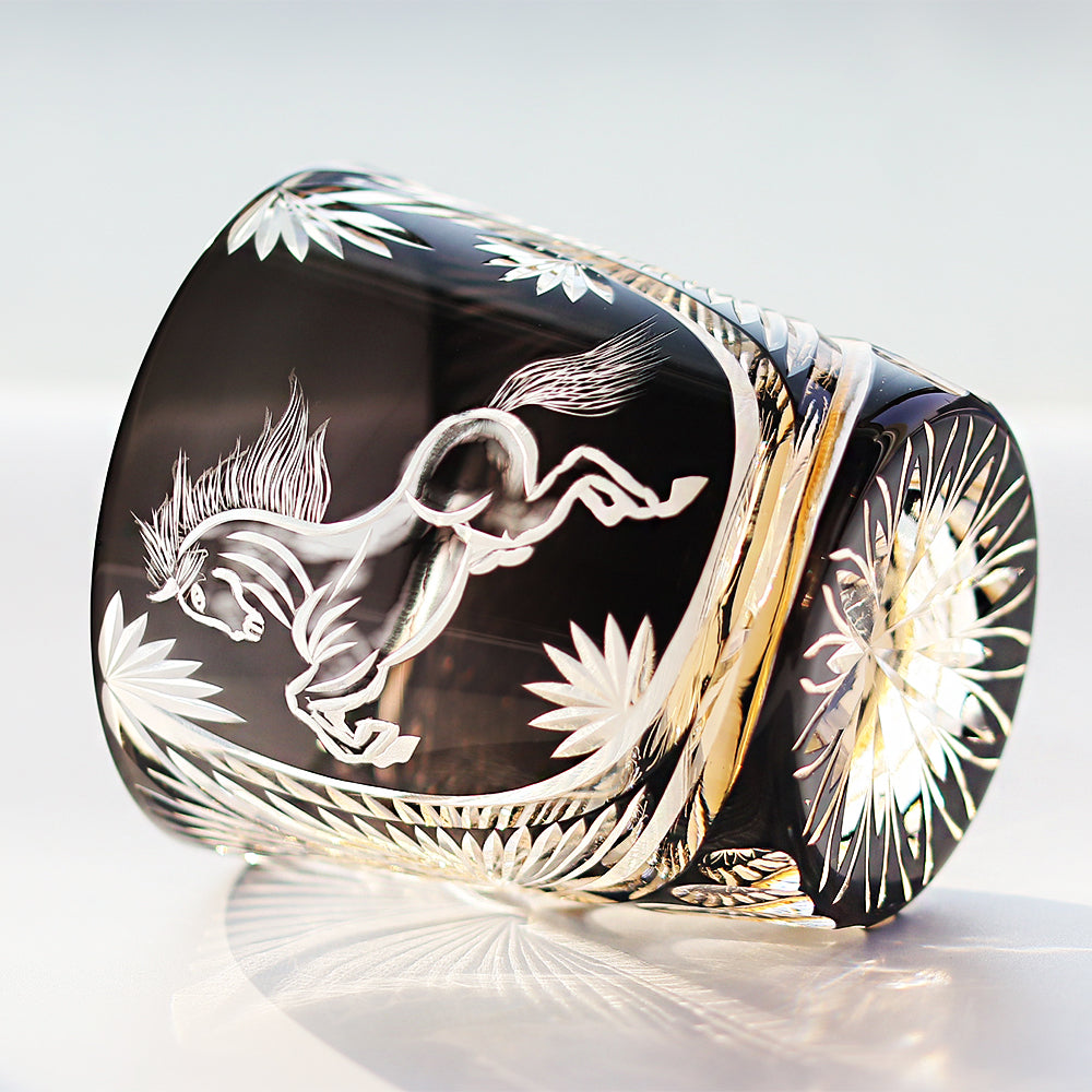 In use of Galloping Horse Whiskey Glass - JINZHI GLASS crystal glassware