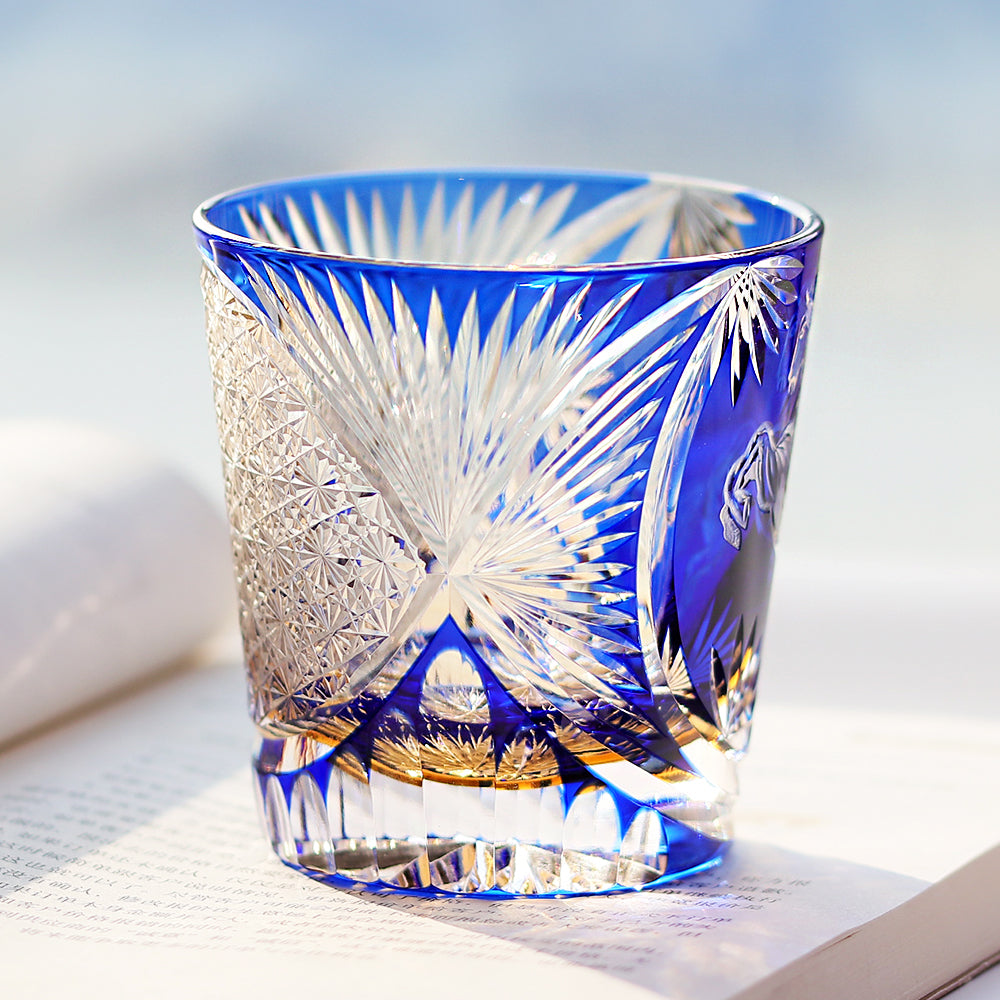 Galloping Horse Whiskey Glass Blue 11oz