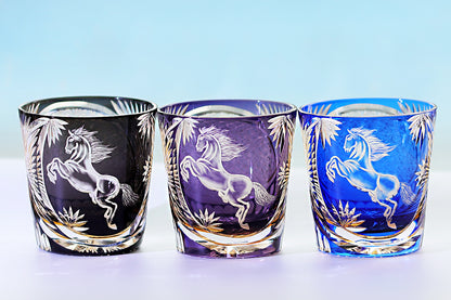 Galloping Horse Whiskey Glass Purple 11oz