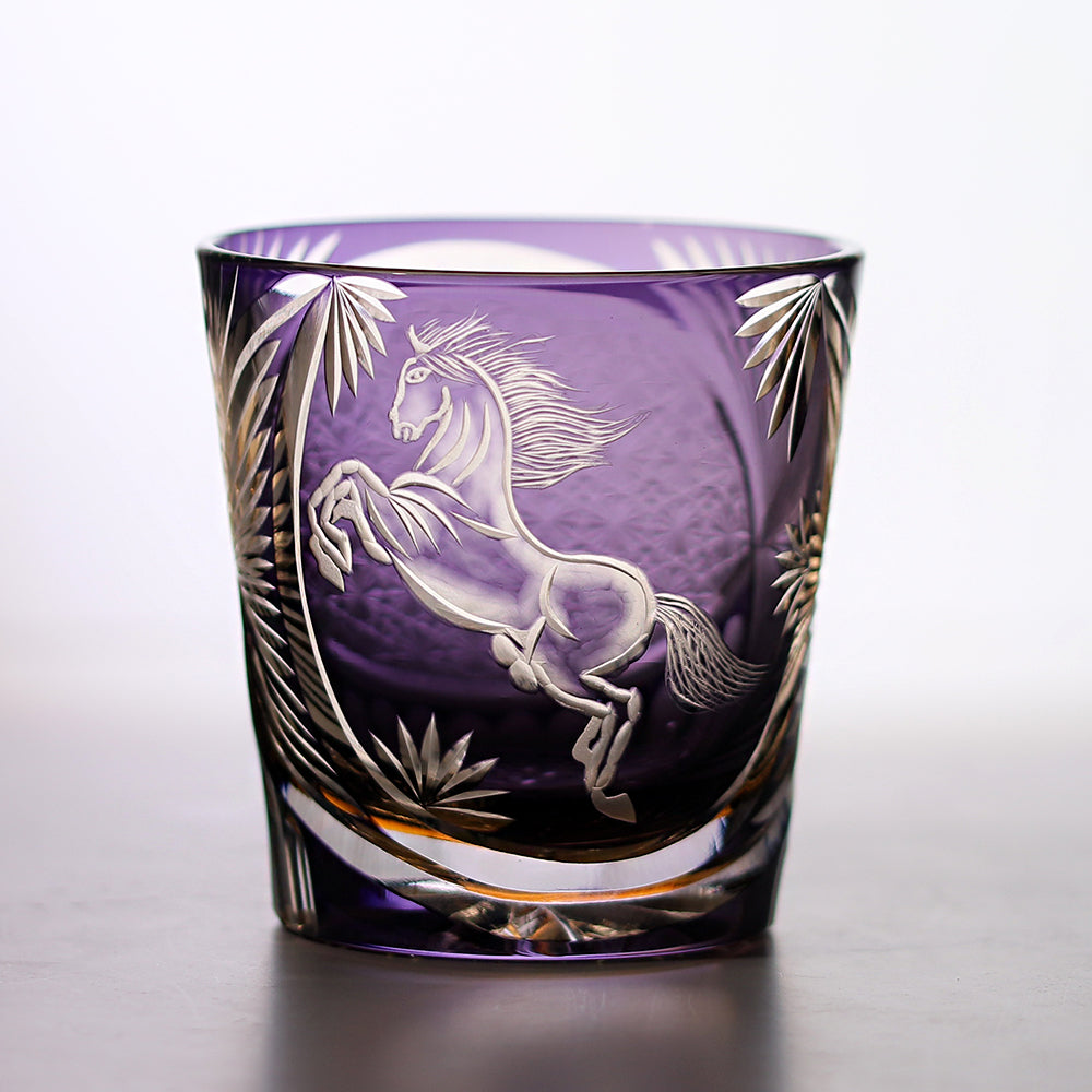 Galloping Horse Whiskey Glass Purple 11oz