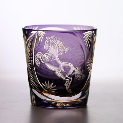Galloping Horse Whiskey Glass Purple 11oz