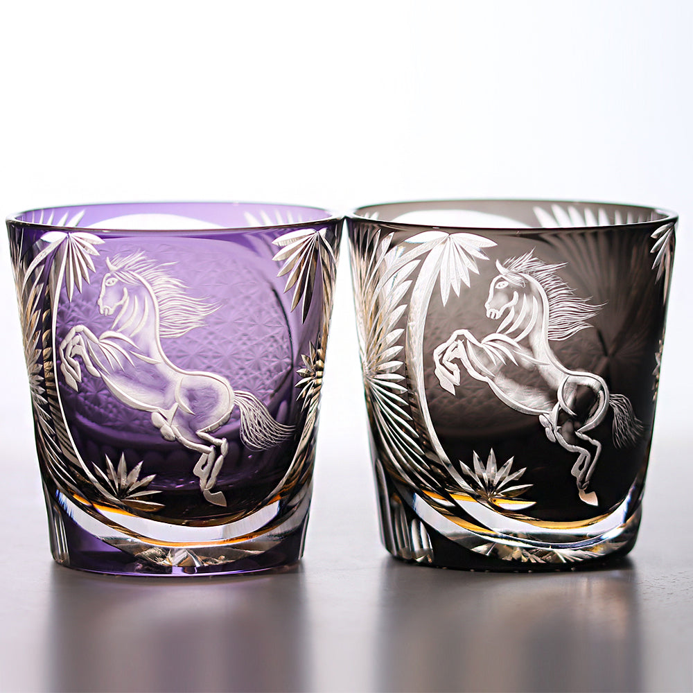 Side angle of Galloping Horse Whiskey Glass - JINZHI GLASS crystal glassware