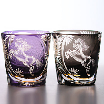Side angle of Galloping Horse Whiskey Glass - JINZHI GLASS crystal glassware