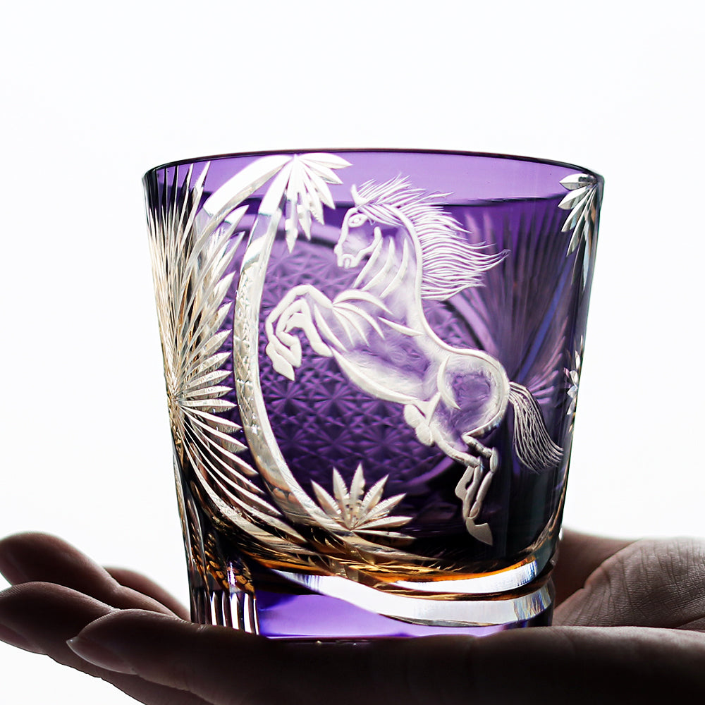 Galloping Horse Whiskey Glass Purple 11oz