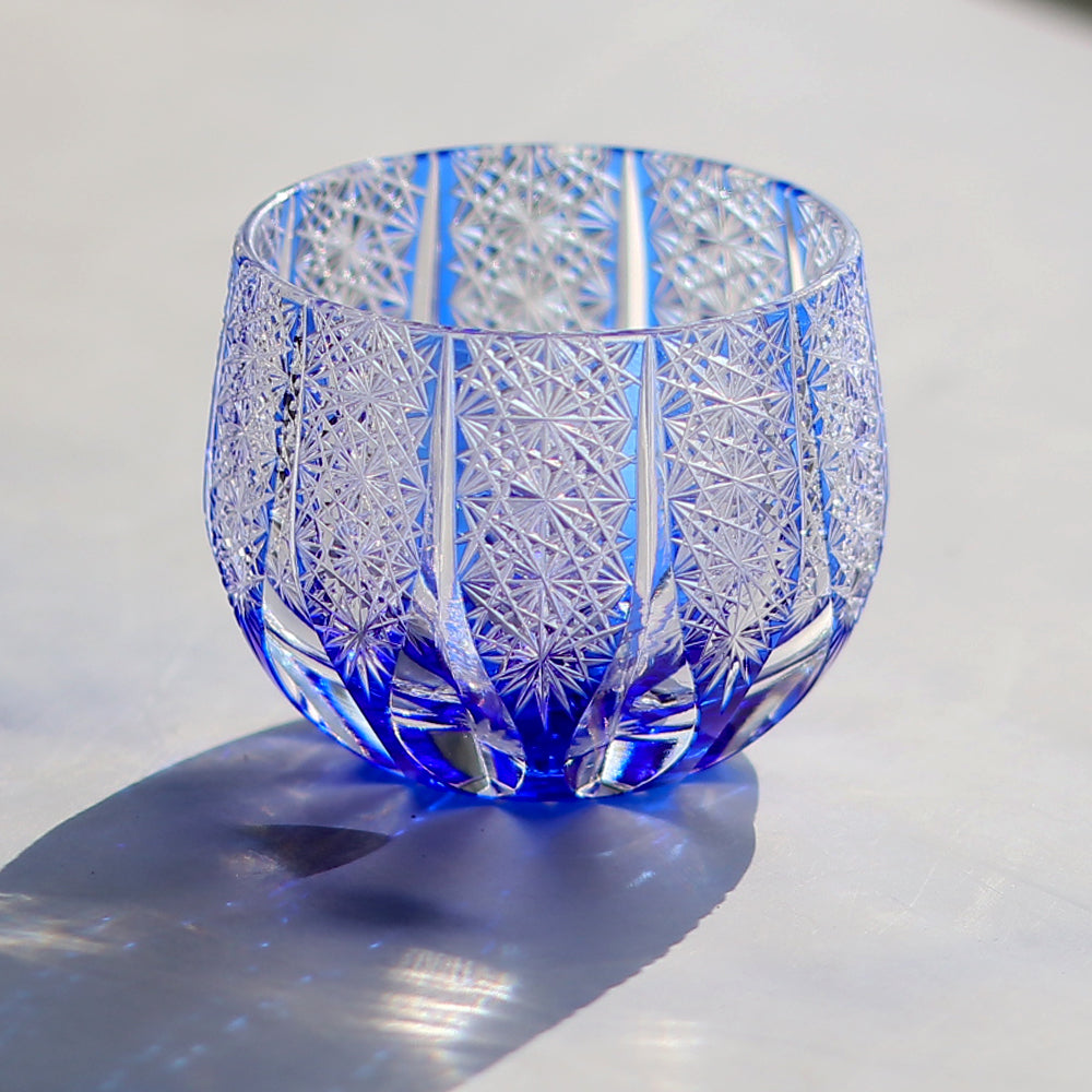 24% Lead Crystal Sake Glass Blue 3.5oz