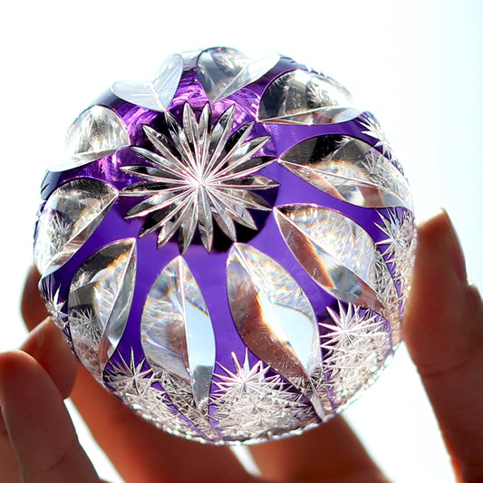 Bottom view of 24% Lead Crystal Sake Glass Purple 3. - JINZHI GLASS crystal glassware
