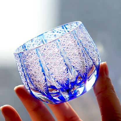 24% Lead Crystal Sake Glass Blue 3.5oz