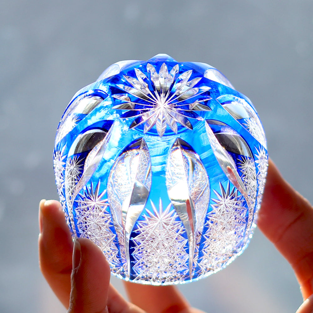 24% Lead Crystal Sake Glass Blue 3.5oz