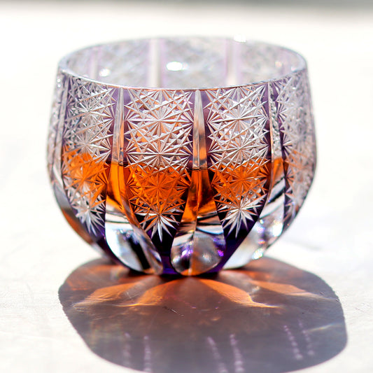 QJ-11  New Handcrafted Purple Lead Crystal Japanese Style Sake Glass Cup Hand Cut to Clear Korea Soju Glass Cup Edo Kiriko‘s Shot Glass Guest Party Favors