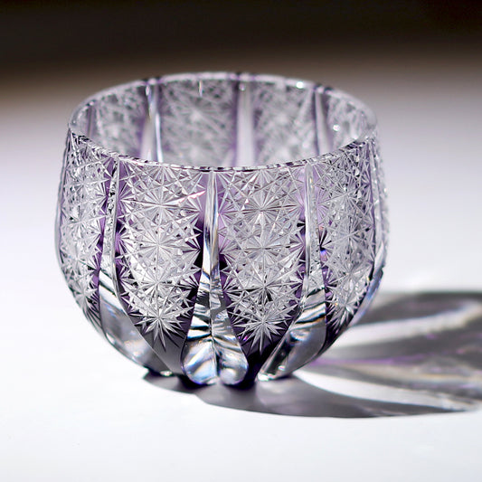 QJ-11  New Handcrafted Purple Lead Crystal Japanese Style Sake Glass Cup Hand Cut to Clear Korea Soju Glass Cup Edo Kiriko‘s Shot Glass Guest Party Favors