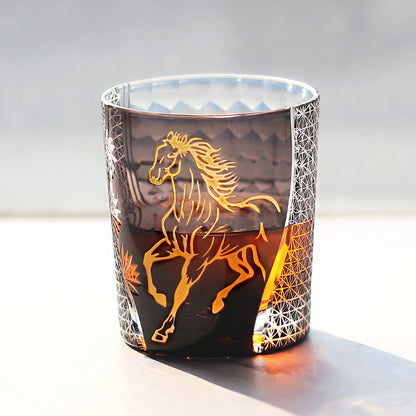 Golden Horse Whiskey Glass 9oz