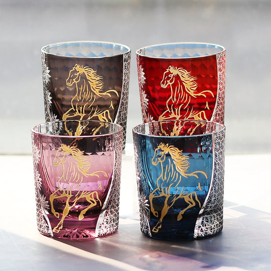 Primary image of Golden Horse Whiskey Glass - hand-cut crystal glassware