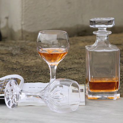JP-092-1 Hand Cut To Clear Crystal Wine Glass Goblet For Water Beverages Glassware With Hand Carved 9 Petals Design