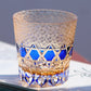 JP-107 32 cl Handmade Blue Colored Crystal Glass Whiskey Tumbler Edo Kiriko's  Hand Cutting Garlands of hexagons And Chrysanthemum Mesh Edo Kiriko Old Fashioned Glass