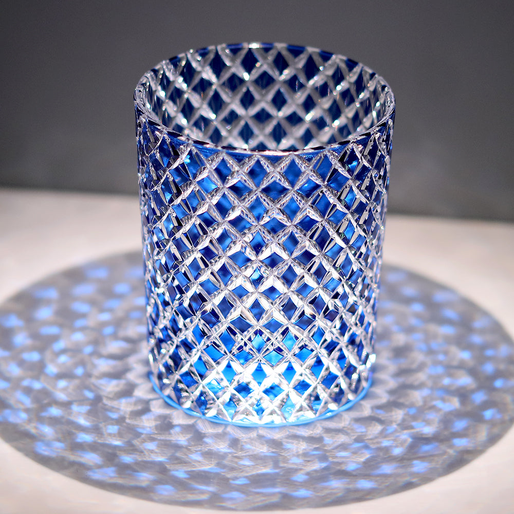 Crystal Hand-Cut Diamond Lattice Edo Kiriko Whiskey Tumbler