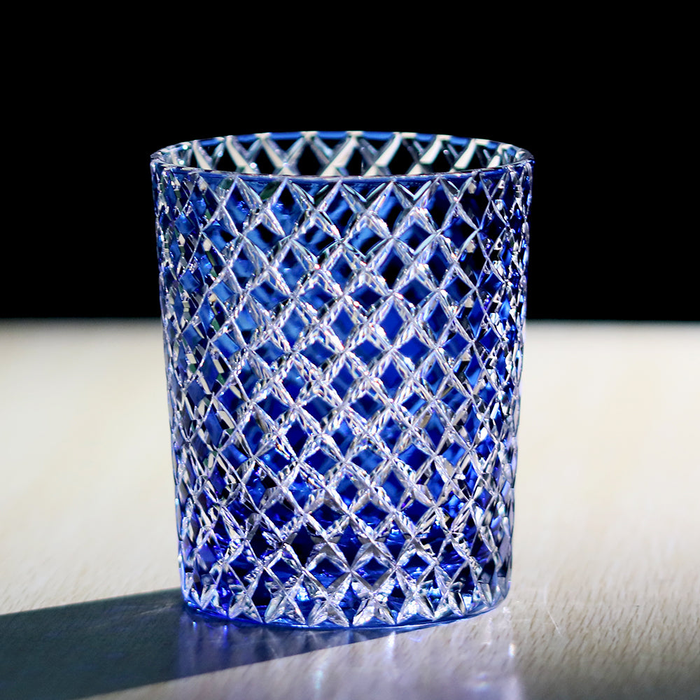 Crystal Hand-Cut Diamond Lattice Edo Kiriko Whiskey Tumbler