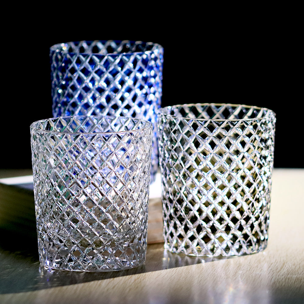 Primary image of Crystal Hand-Cut Diamond Lattice Edo Kiriko Whiskey Tumbler - hand-cut crystal glassware