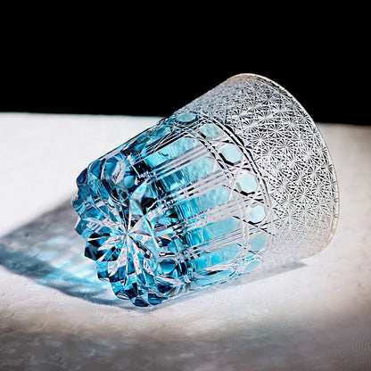 Aqua Blue Edo Kiriko Whiskey Tumbler