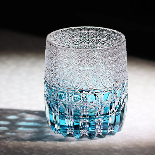 Aqua Blue Edo Kiriko Whiskey Tumbler