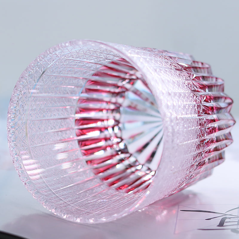 JP-130-2 Luxury Gold Pink Crystal Glass Whiskey Old Fashioned Tumbler Edo Kiriko Gold Pink Rocks Cocktail Cup With Gift Box