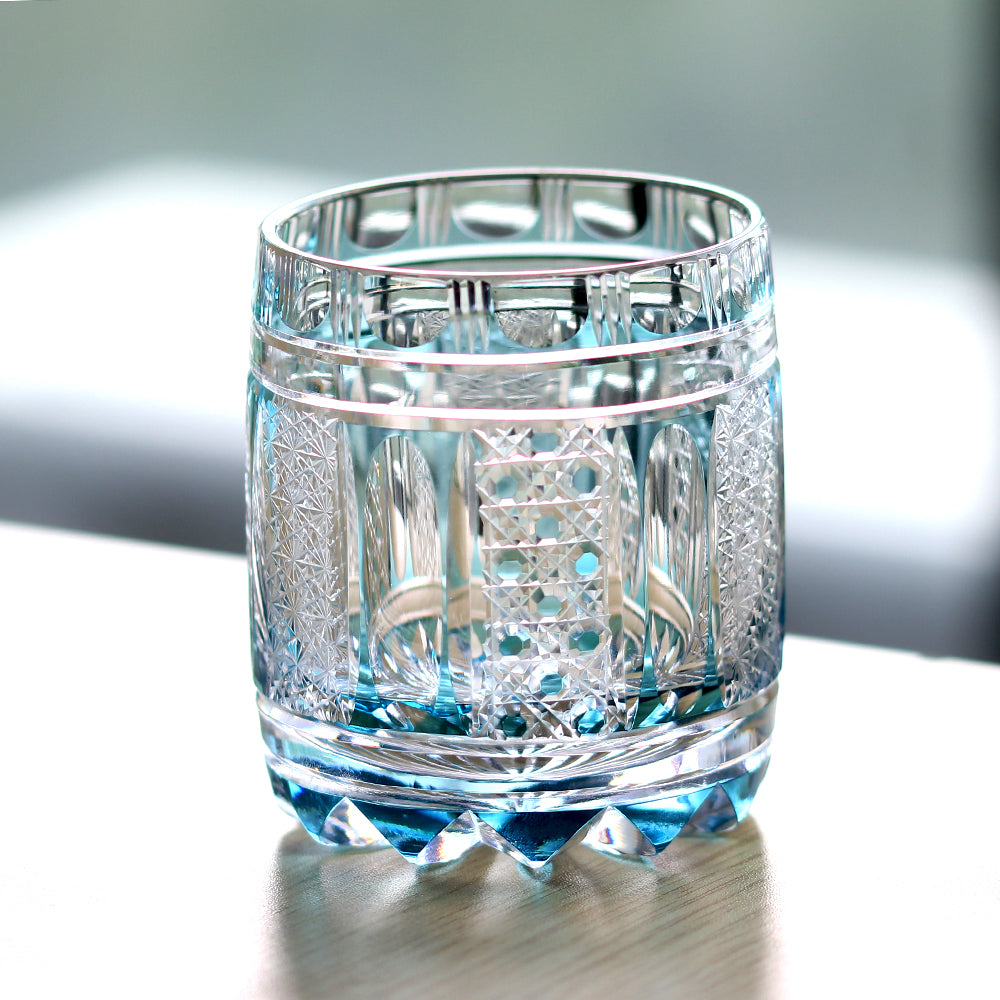 Sky Blue Edo Kiriko Whiskey Tumbler 11oz