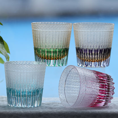 JP-130-2 Luxury Gold Pink Crystal Glass Whiskey Old Fashioned Tumbler Edo Kiriko Gold Pink Rocks Cocktail Cup With Gift Box