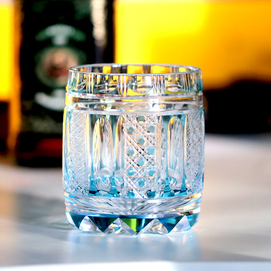 Sky Blue Edo Kiriko Whiskey Tumbler 11oz
