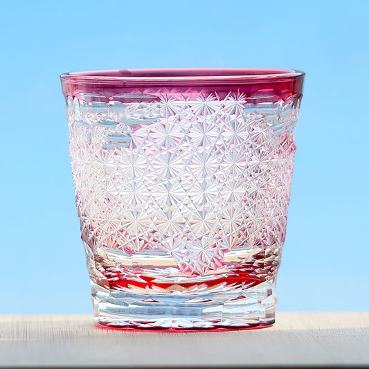 Pink Crystal Glass Hand Cut Colored Crystal Glass 12oz