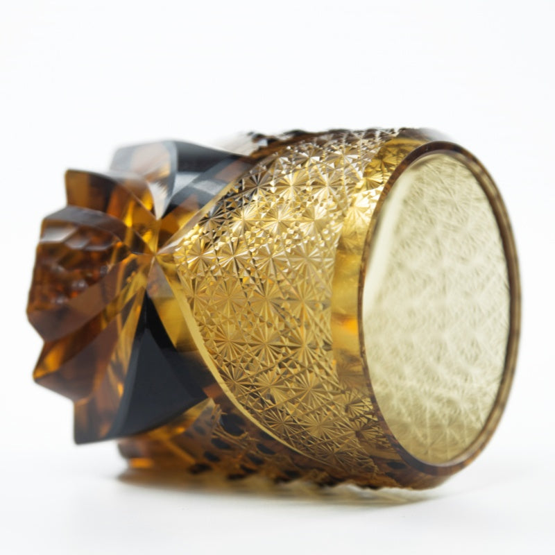 JP-016 Japanese Style Edo Kiriko Handcrafted Dark Knight Black Amber Whisky Glass With Gift Box