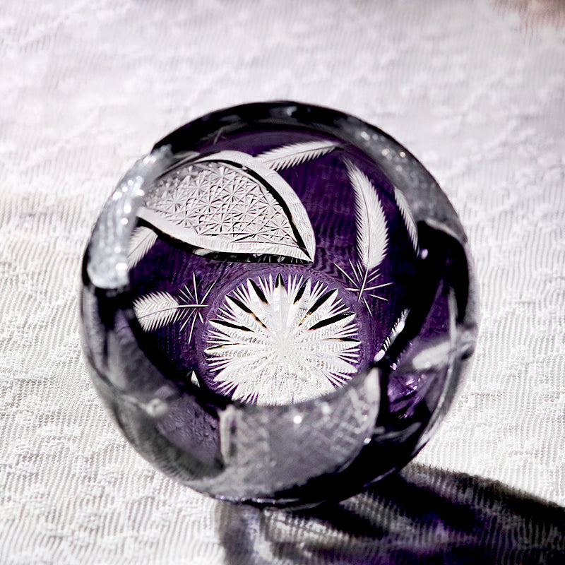 Feather Edo Kiriko Glass Tumbler Blue Purple