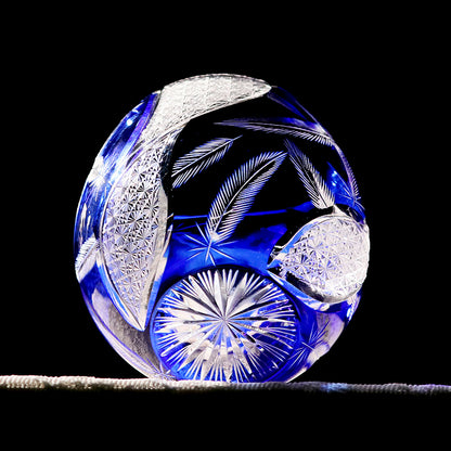 Feather Edo Kiriko Glass Tumbler Blue Purple