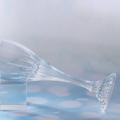 JP-085 175 ml Clear K9 Crystal Glass Champagne Flute With Hand Cut Etched Deep Orgue Bevel Design