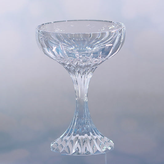 JP-083 125 ml Clear K9 Crystal Glass Champagne Coupe With Hand Cut Etched Deep Orgue Bevel Design