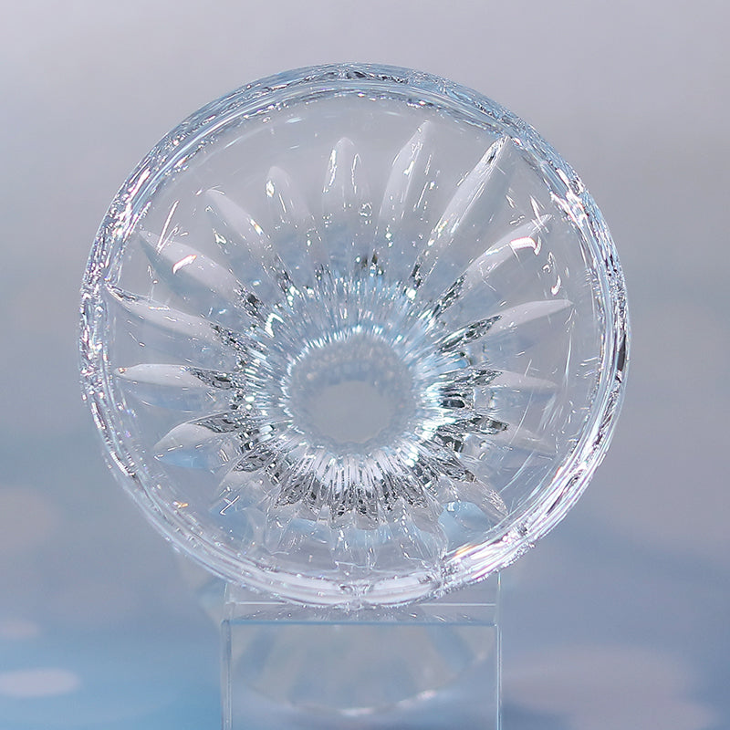 JP-083 125 ml Clear K9 Crystal Glass Champagne Coupe With Hand Cut Etched Deep Orgue Bevel Design