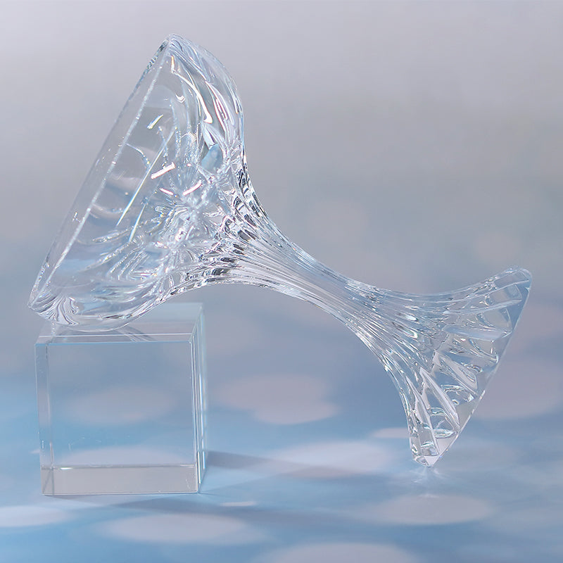 JP-083 125 ml Clear K9 Crystal Glass Champagne Coupe With Hand Cut Etched Deep Orgue Bevel Design