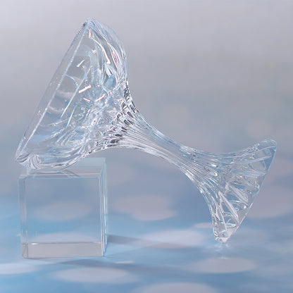 JP-083 125 ml Clear K9 Crystal Glass Champagne Coupe With Hand Cut Etched Deep Orgue Bevel Design