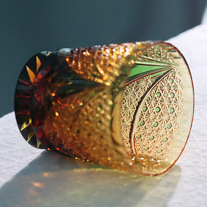 24% Lead Lotus Amber Edo Kiriko Whiskey Tumbler