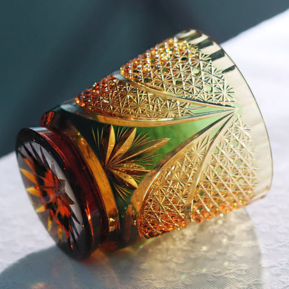 24% Lead Lotus Amber Edo Kiriko Whiskey Tumbler
