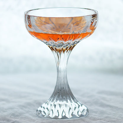 K9 Crystal Cut Coupe Cocktail Glass Vintage Embossed Stemmed Goblet